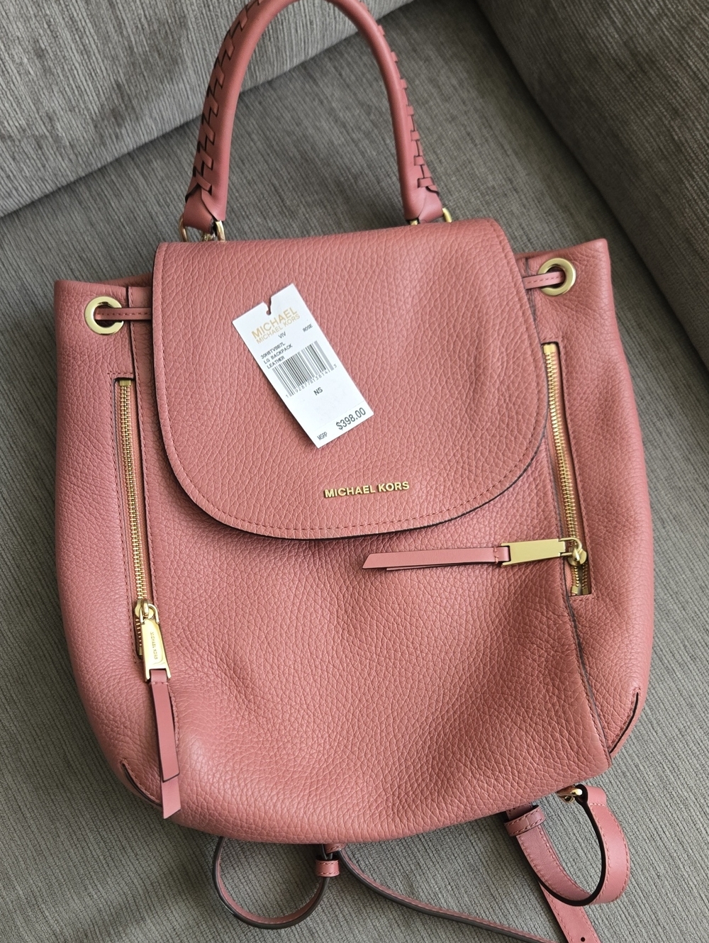 Michael Kors Viv Dusty Rose Leather Backpack